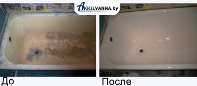 Наливная ванна в Минске до и после